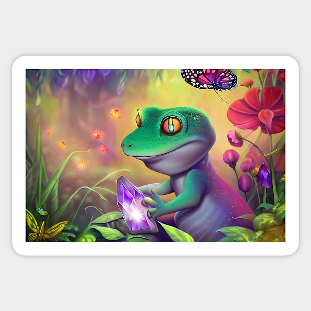 Gecko crystal Sticker by cloudart2868